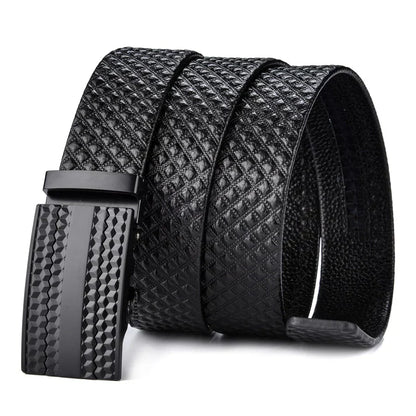 Men’s Textured Leather Belt | Automatic Buckle | Everyday Formal Accessory