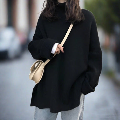Oversized Turtleneck Poncho Sweater | Relaxed Fit | Soft Knit Blend | Winter Chic