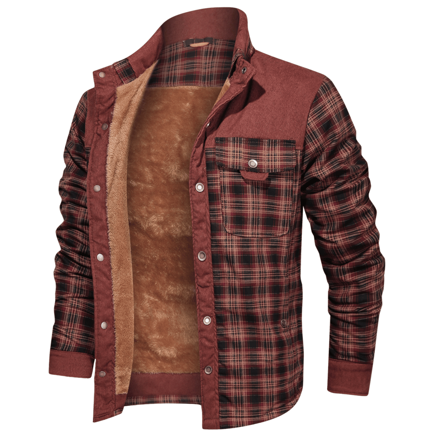 Men’s Plaid Overshirt | Contrast Yoke Shirt Jacket | Brushed Casual Layer