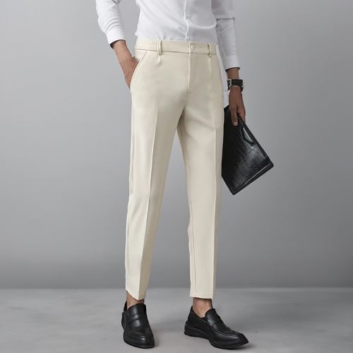Slim Fit Dress Trousers | Tapered Leg with Minimalist Waistband