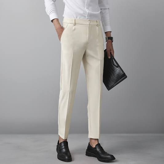 Slim Fit Dress Trousers | Tapered Leg with Minimalist Waistband
