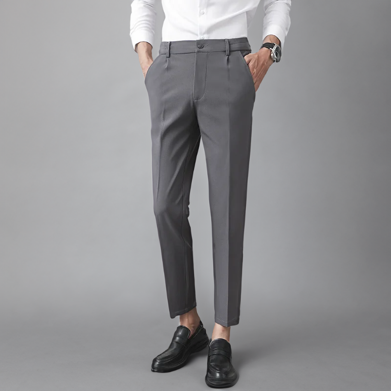 Slim Fit Dress Trousers | Tapered Leg with Minimalist Waistband