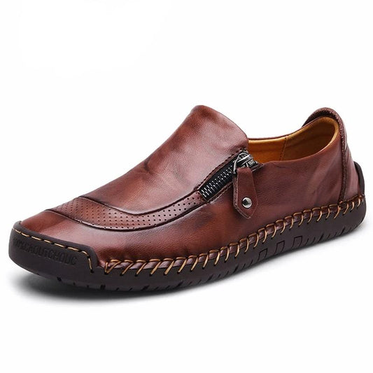 Leather Slip-On Loafers with Side Zip | Men’s Casual Dress Shoes Canada