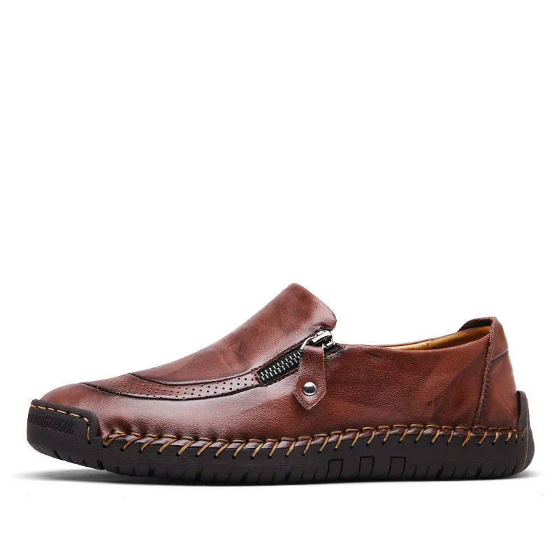 Leather Slip-On Loafers with Side Zip | Men’s Casual Dress Shoes Canada