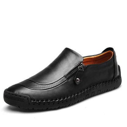 Leather Slip-On Loafers with Side Zip | Men’s Casual Dress Shoes Canada