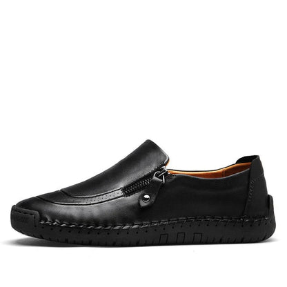 Leather Slip-On Loafers with Side Zip | Men’s Casual Dress Shoes Canada