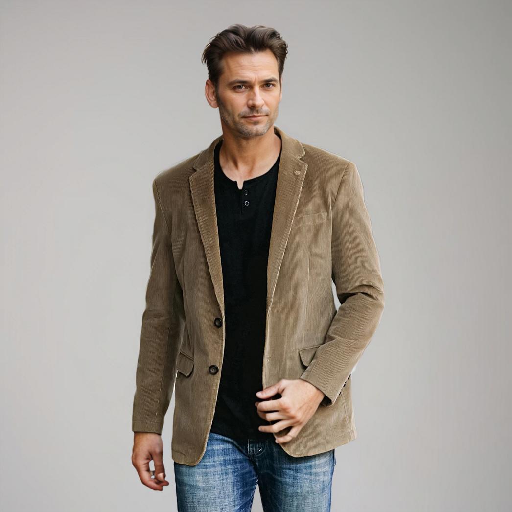 Men’s Corduroy Blazer | Slim Fit Sport Coat | Textured Casual Jacket in Brown
