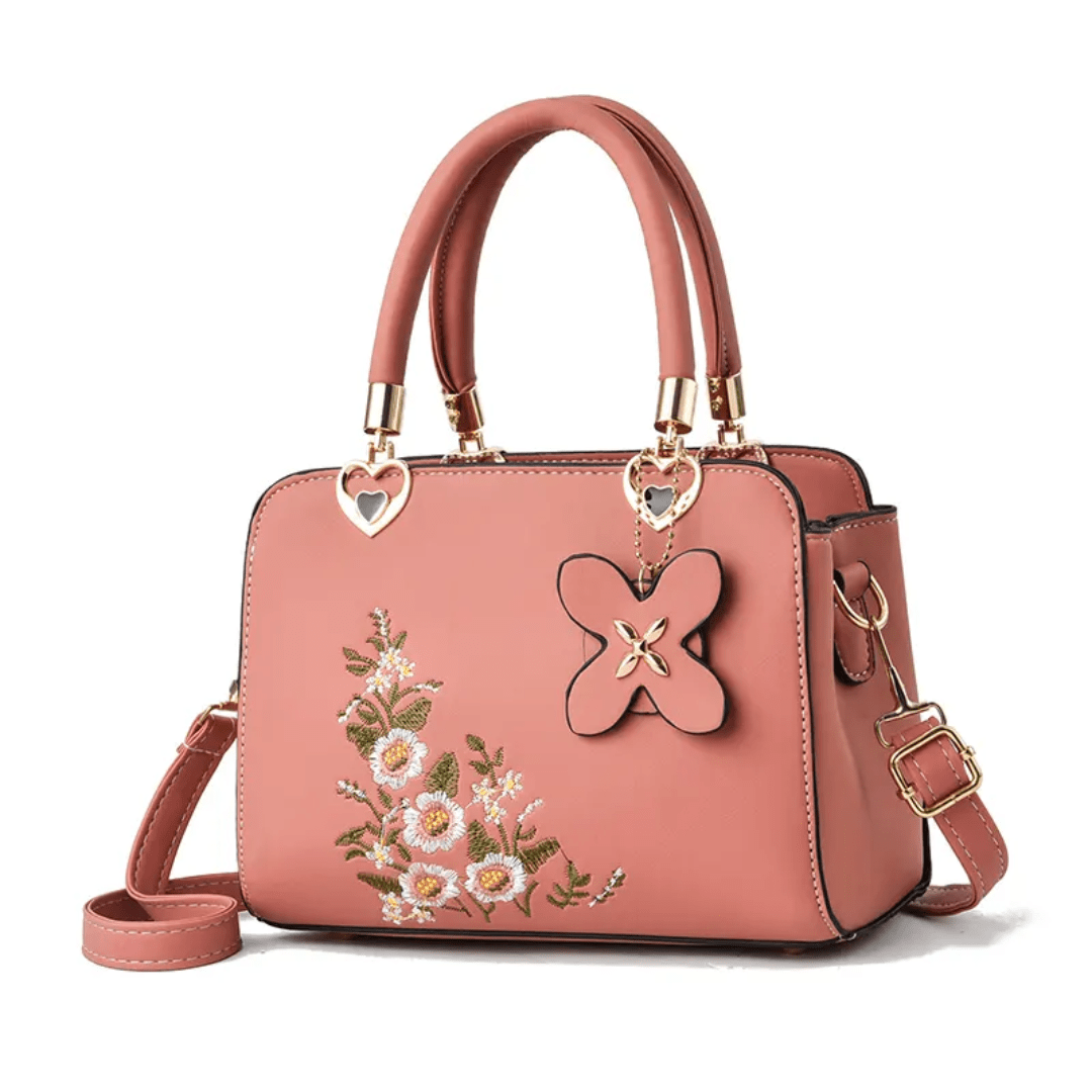 Floral Embroidered Handbag | PU Material | Elegant and Versatile Design
