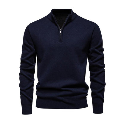 Men’s Quarter-Zip Cotton Blend Pullover | Lightweight Casual Sweater