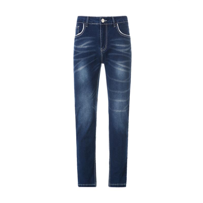 Men’s Distressed Slim Fit Jeans | Classic 5-Pocket Denim | Mid-Wash Blue
