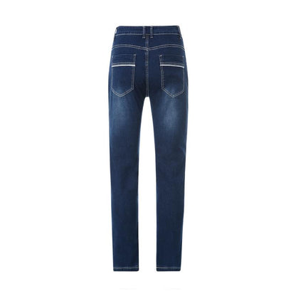 Men’s Distressed Slim Fit Jeans | Classic 5-Pocket Denim | Mid-Wash Blue