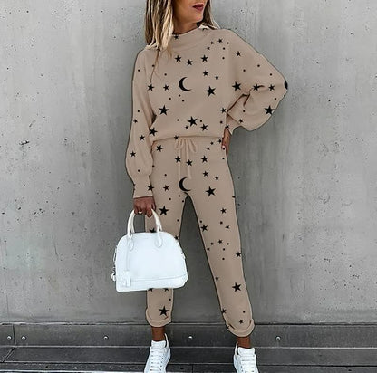 Women's Printed Lounge Set | Oversized Sweatshirt and Jogger Pants | Casual Co-ord for Everyday Wear