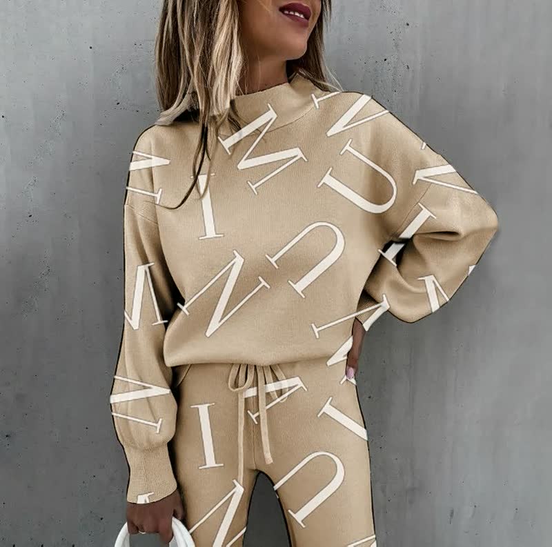 Women's Printed Lounge Set | Oversized Sweatshirt and Jogger Pants | Casual Co-ord for Everyday Wear
