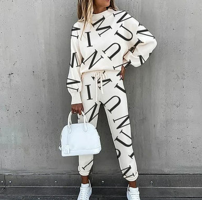 Women's Printed Lounge Set | Oversized Sweatshirt and Jogger Pants | Casual Co-ord for Everyday Wear