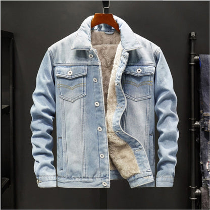 Men’s Sherpa-Lined Denim Jacket | Light Wash | Winter Casual Outerwear