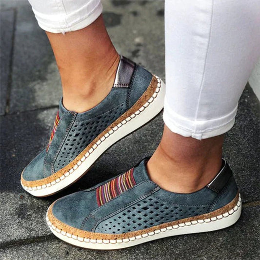 Perforated Slip-On Sneakers | Cushioned Sole | Casual Comfort