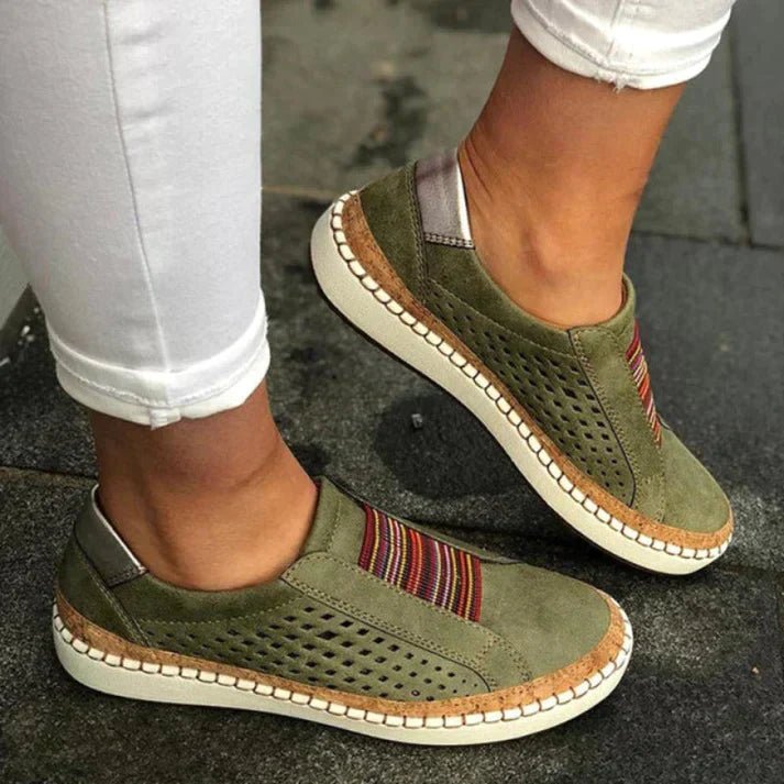 Perforated Slip-On Sneakers | Cushioned Sole | Casual Comfort