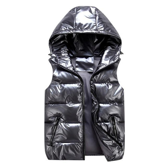 Hooded Puffer Vest | Glossy Finish | Lightweight Insulation