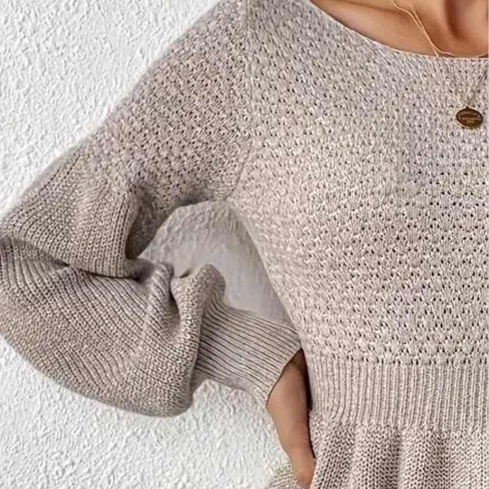 Peplum Knit Sweater | Flattering Silhouette | Acrylic Blend | Elegant Everyday Wear