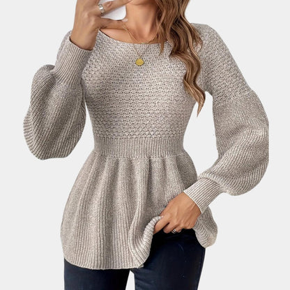 Peplum Knit Sweater | Flattering Silhouette | Acrylic Blend | Elegant Everyday Wear