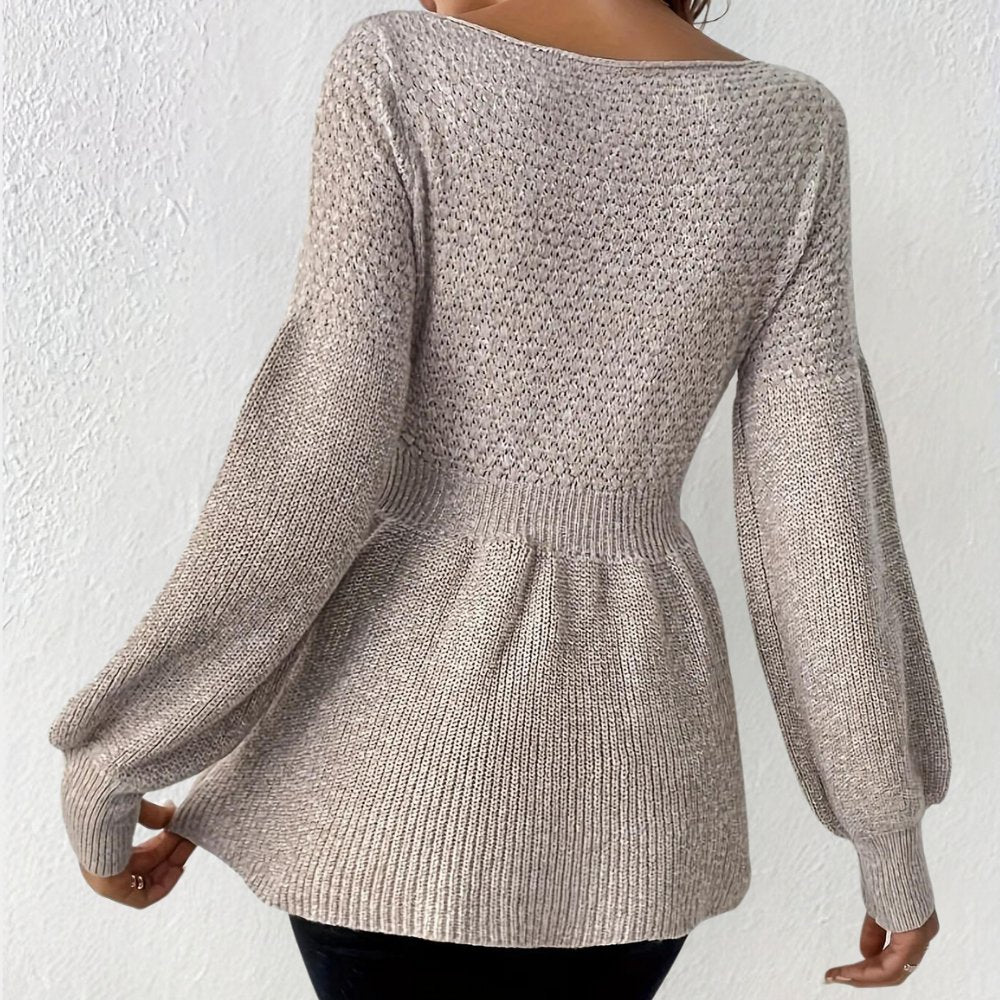 Peplum Knit Sweater | Flattering Silhouette | Acrylic Blend | Elegant Everyday Wear