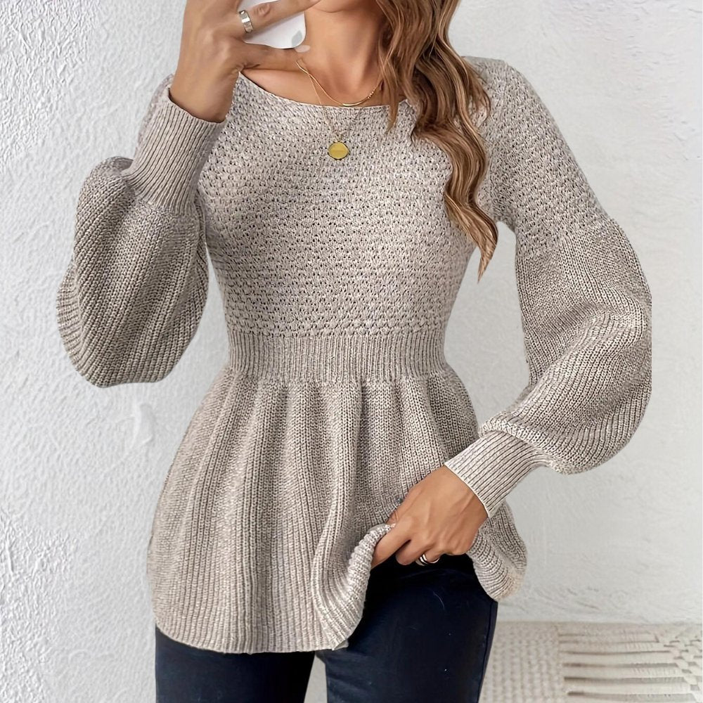 Peplum Knit Sweater | Flattering Silhouette | Acrylic Blend | Elegant Everyday Wear