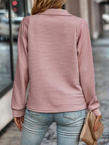 Quarter-Zip Knit Sweater | Ribbed Design | Acrylic Blend | Casual Everyday Layer