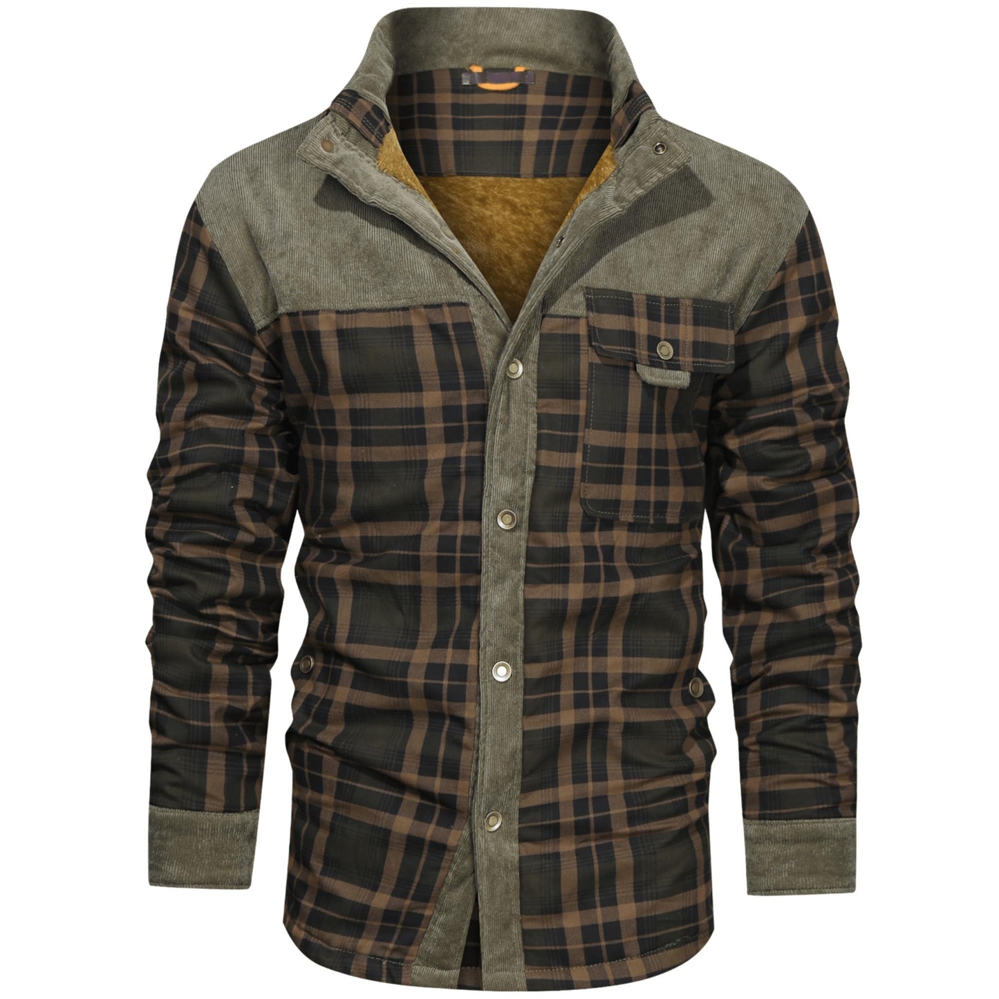 Men’s Plaid Overshirt | Contrast Yoke Shirt Jacket | Brushed Casual Layer