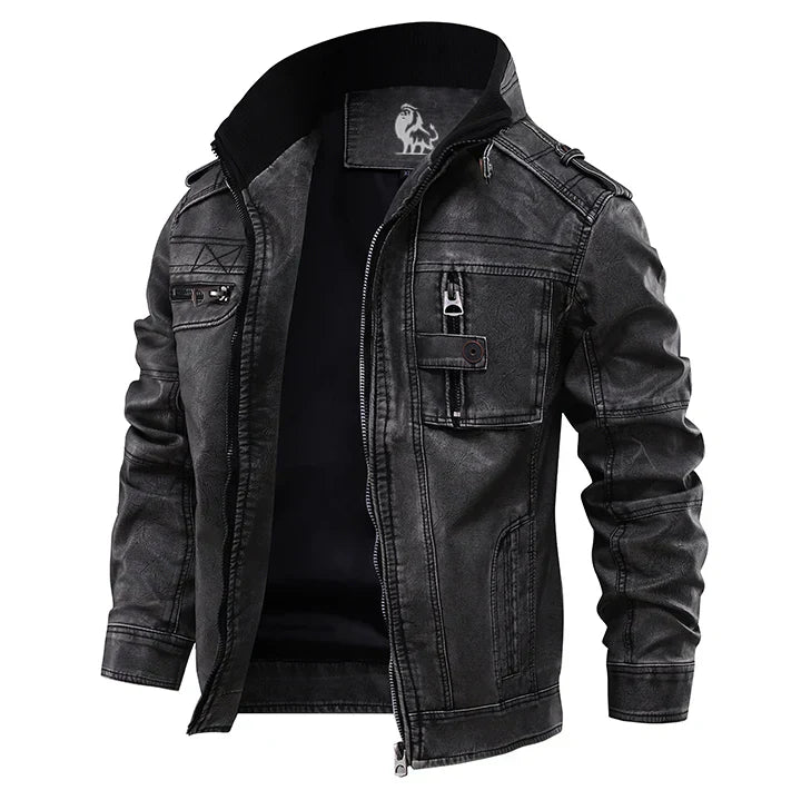 Men’s Faux Leather Moto Jacket | Multiple Pockets | Casual Outerwear Canada