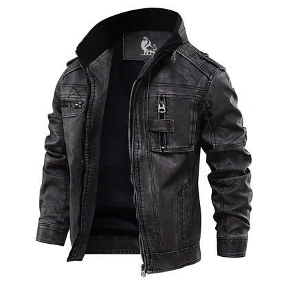 Men’s Faux Leather Moto Jacket | Multiple Pockets | Casual Outerwear Canada