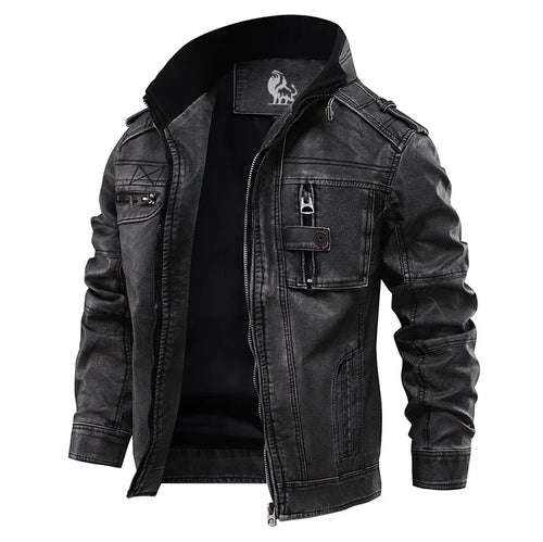 Men’s Faux Leather Moto Jacket | Multiple Pockets | Casual Outerwear Canada