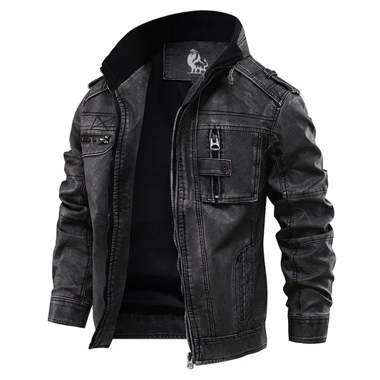 Men’s Faux Leather Moto Jacket | Multiple Pockets | Casual Outerwear Canada
