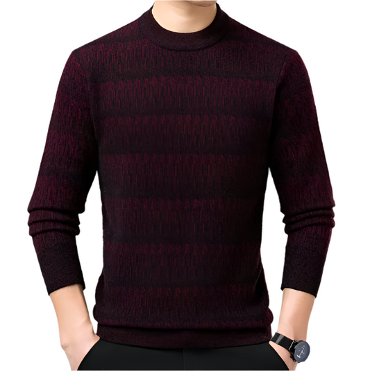 Men’s Lightweight Knit Sweater | Subtle Pattern | Slim Fit Crewneck Pullover