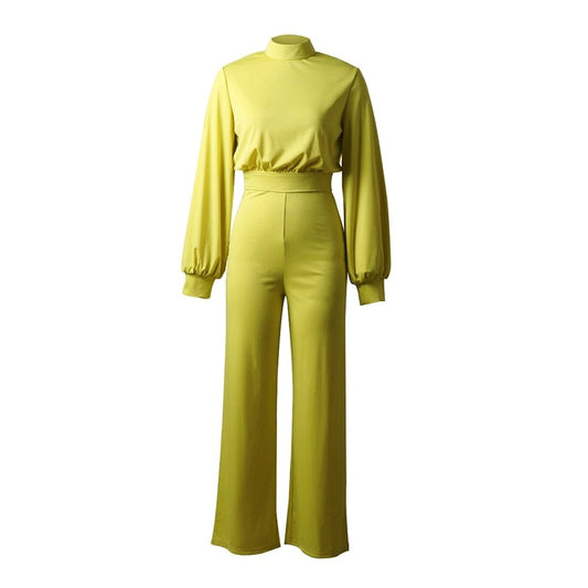 High Neck Knit Jumpsuit | Relaxed Waistline | Wide-Leg Silhouette