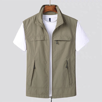 Men's Lightweight Utility Vest | Zip-Up Travel Layer | Multi-Pocket Design