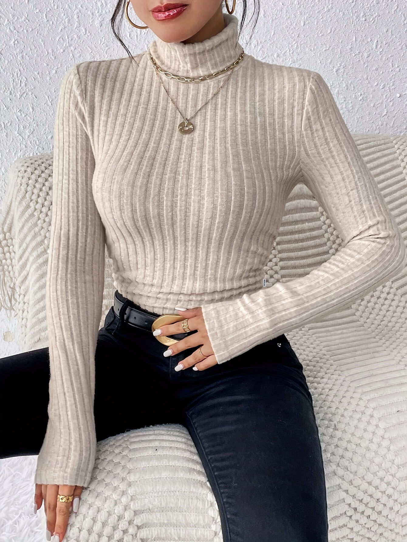 Ribbed Turtleneck Sweater | Slim Fit | Soft Stretch Knit | Essential Cold-Weather Layer