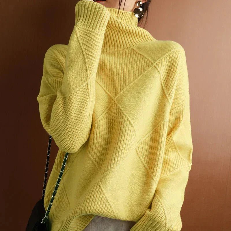 Oversized Mock Neck Sweater | Asymmetrical Ribbed Design | Soft Knit | Cosy Winter Style