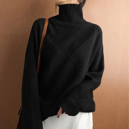 Oversized Mock Neck Sweater | Asymmetrical Ribbed Design | Soft Knit | Cosy Winter Style
