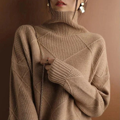 Oversized Mock Neck Sweater | Asymmetrical Ribbed Design | Soft Knit | Cosy Winter Style