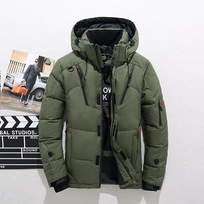 Men’s Heavy Puffer Jacket | Hooded Winter Parka with Technical Pockets