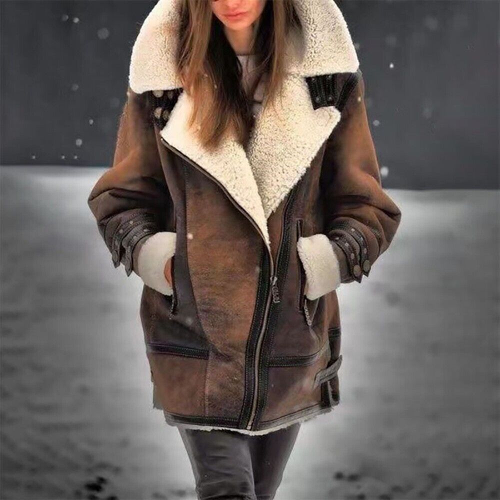 Faux Shearling Aviator Jacket | Plush Lining | Oversized Collar | Winter Luxe Style