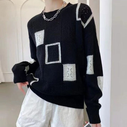 Geometric Knit Pullover Sweater | Soft Touch | Relaxed Fit