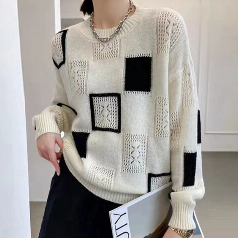 Geometric Knit Pullover Sweater | Soft Touch | Relaxed Fit
