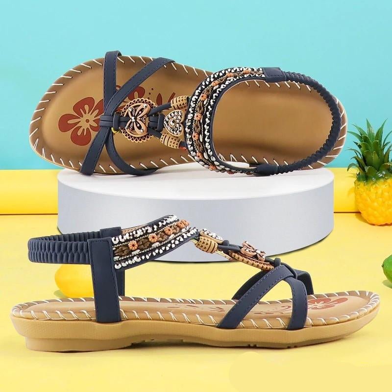 Beaded Wedge Sandals | Embellished Straps | Cushioned Sole