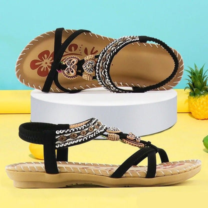 Beaded Wedge Sandals | Embellished Straps | Cushioned Sole