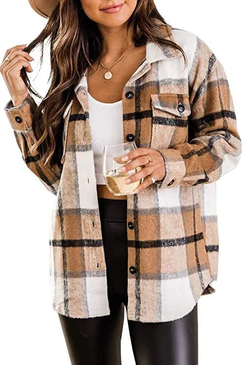 Plaid Flannel Shacket | Soft Brushed Feel | Casual Button-Up with Chest Pockets
