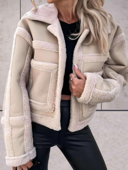Faux Shearling Jacket | Luxe PU Blend | Spandex Comfort | Casual Chic