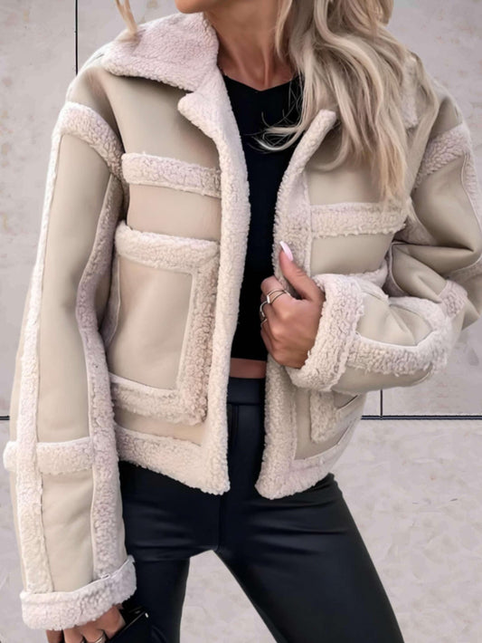 Faux Shearling Jacket | Luxe PU Blend | Spandex Comfort | Casual Chic