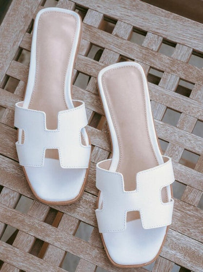 Flat Slide Sandals | H-Cut Strap | Minimalist Comfort