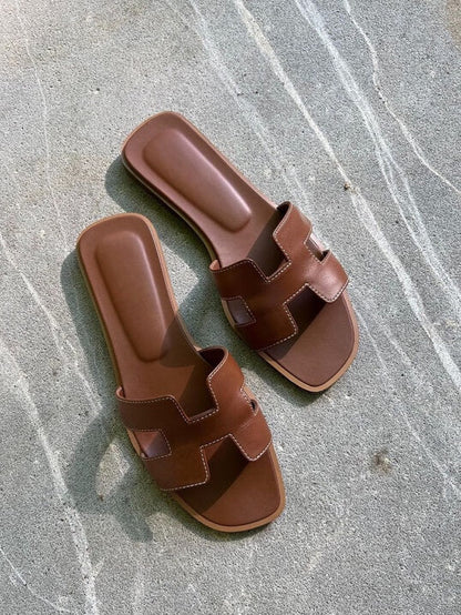 Flat Slide Sandals | H-Cut Strap | Minimalist Comfort